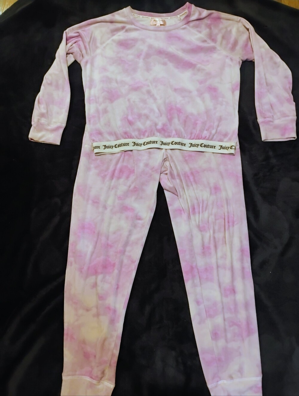 Juicy Couture Purple & White Tie-Dye Velour Lounge Pajama Set - Large